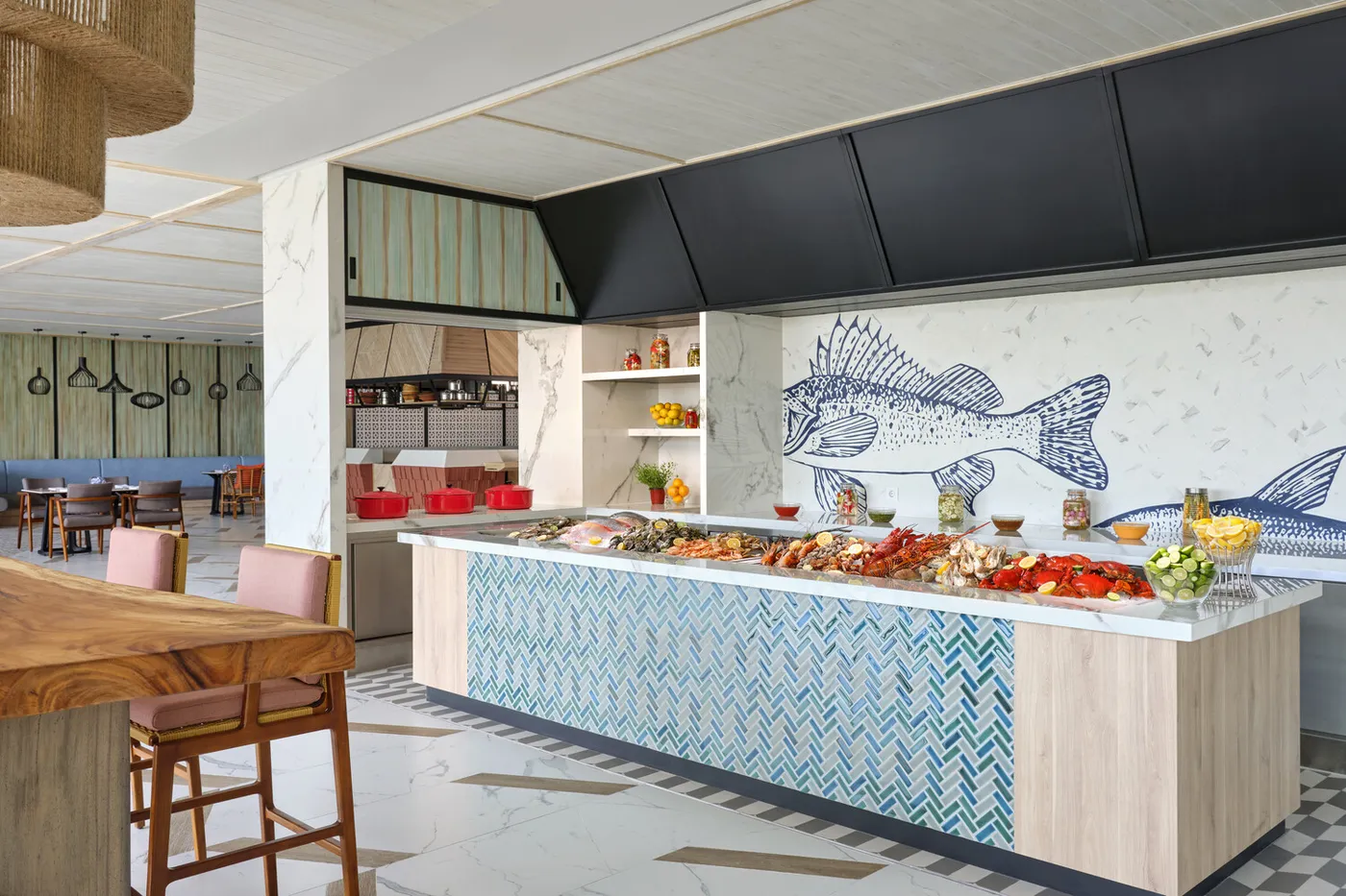 Seafood buffet counter